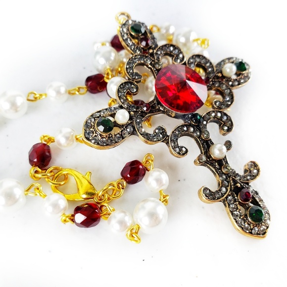 FINAL PRICE Catherine the Great Czech Glass Cross - Picture 4 of 6